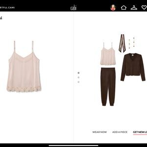 CAbi Cream Lace Trim Tank Top